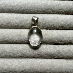 Polished Clear Quartz Silver Pendant